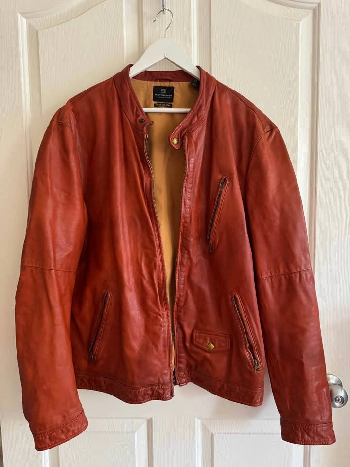Scotch & Soda Rust-Orange Leather Jacket XXL - photo 2