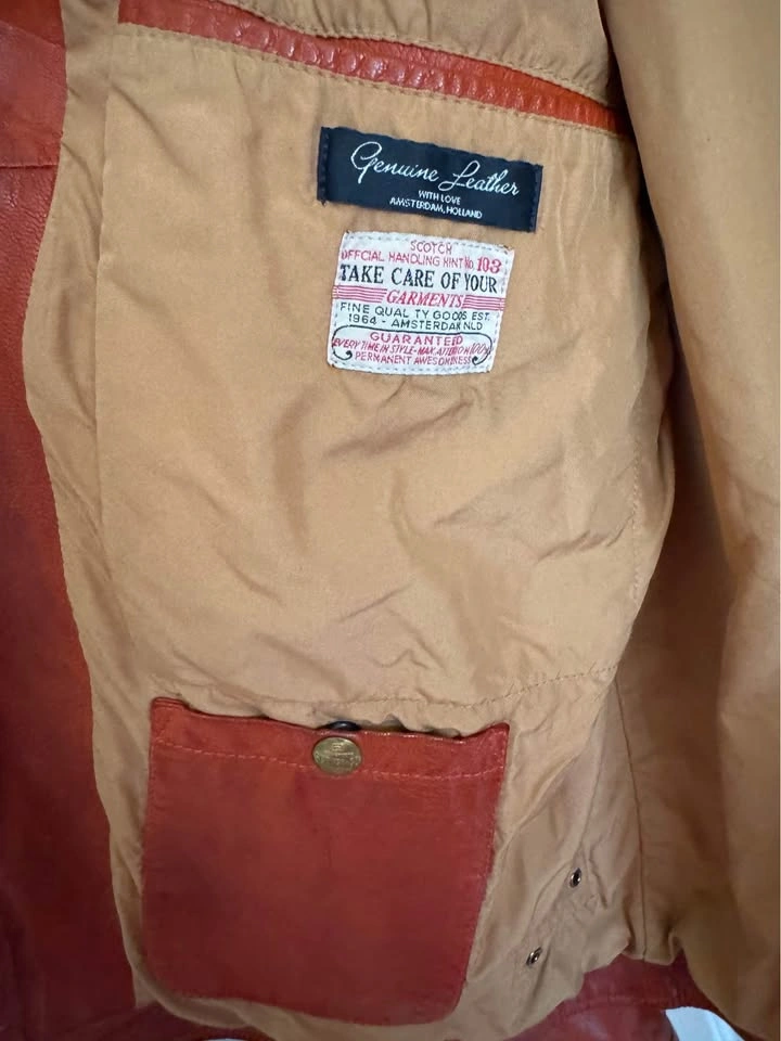Scotch & Soda Rust-Orange Leather Jacket XXL - photo 5