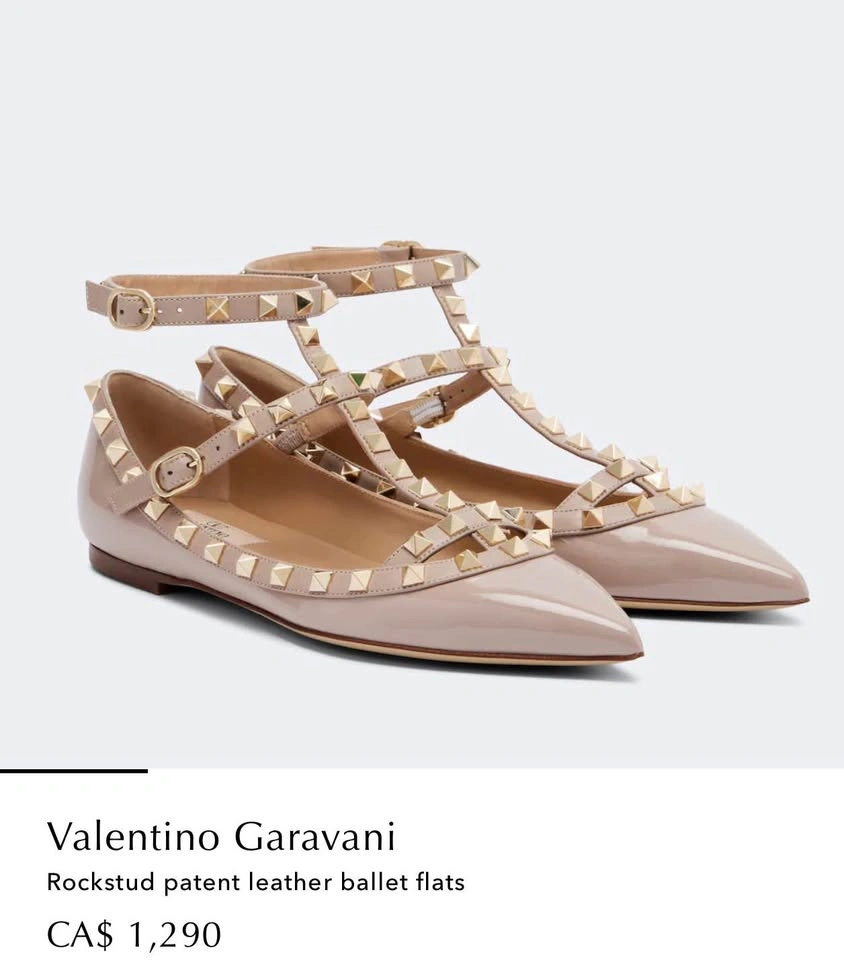 Valentino Rockstud Caged Flats in patent Poudre leather - photo 5