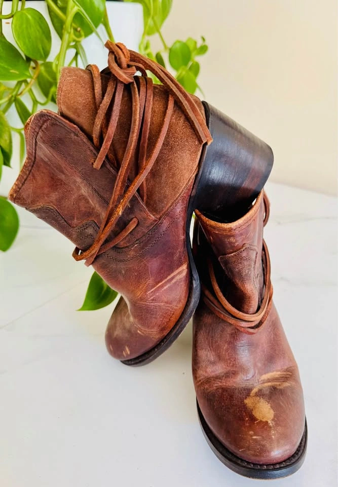 Free Bird Dahlia Leather Wrap Ankle Boots - Size 8 - photo 3