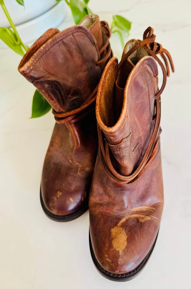 Free Bird Dahlia Leather Wrap Ankle Boots - Size 8 - photo 4