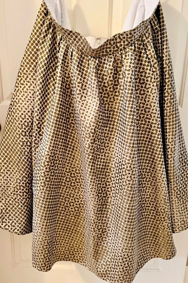 eShakti Metallic Animal Print Full Skirt, Lined, Size 4X-28W