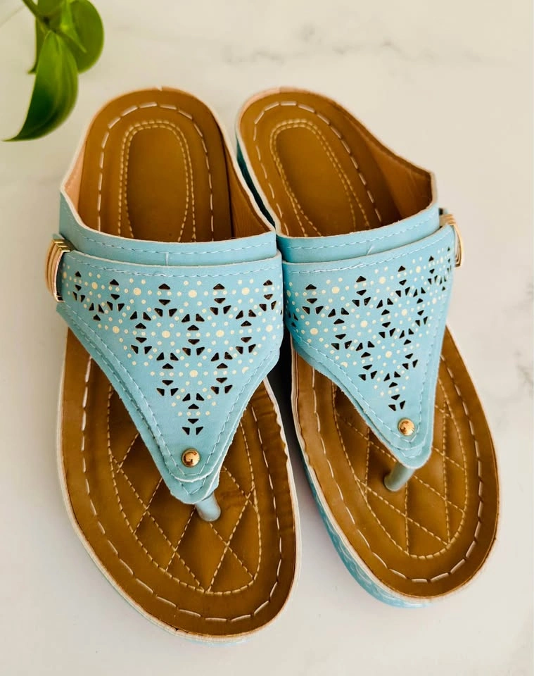 New Light Blue Wedge Thong Sandals Size 8 - photo 2