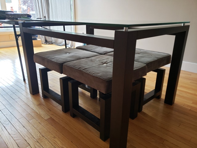Glass and wood dining set for 4 people - photo 2