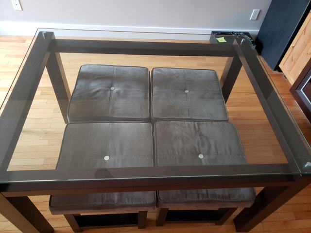 Glass and wood dining set for 4 people - photo 3