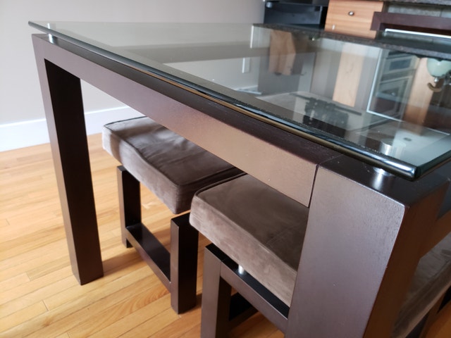 Glass and wood dining set for 4 people - photo 4