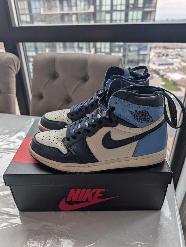 Air Jordan 1 High OG Obsidian UNC US 9.5 - Worn, OG Box