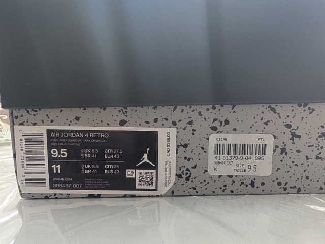 Air Jordan 4 Retro Cool Grey 2019 US 9.5 - Worn, OG Box - photo 3