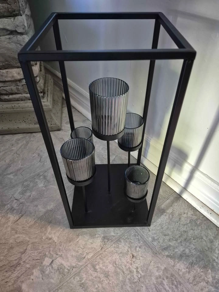 Modern Black Metal 5-Cup Votive Candle Holder - photo 3