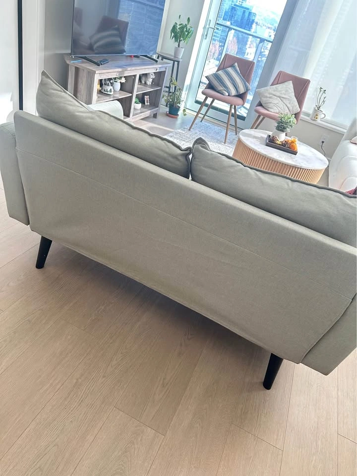 Light beige Textured Fabric Sofa - photo 4