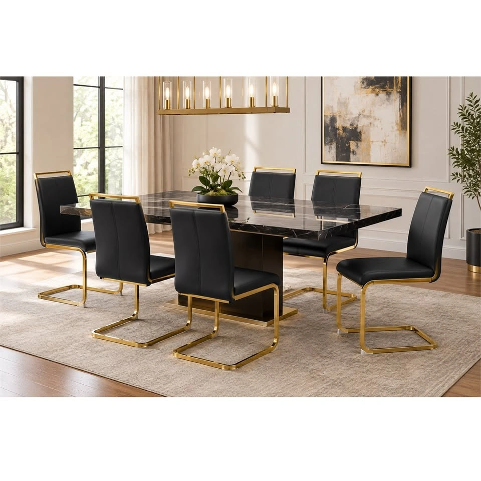 6 AMARI FAUX LEATHER DINING CHAIRS (Chairs ONLY) - photo 2
