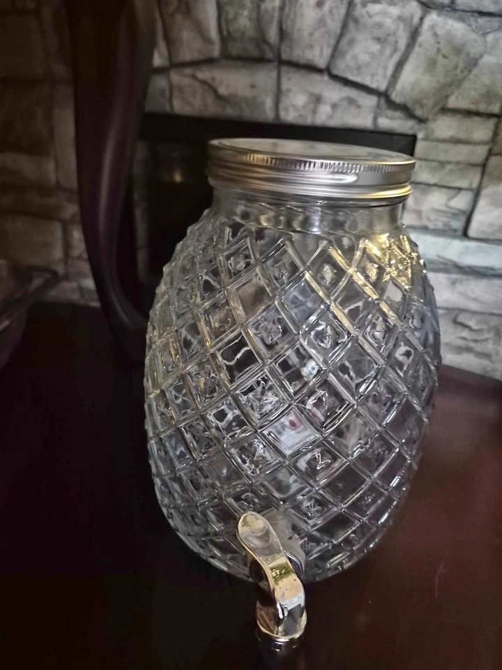 Glass Pineapple Beverage Dispenser with Metal Stand