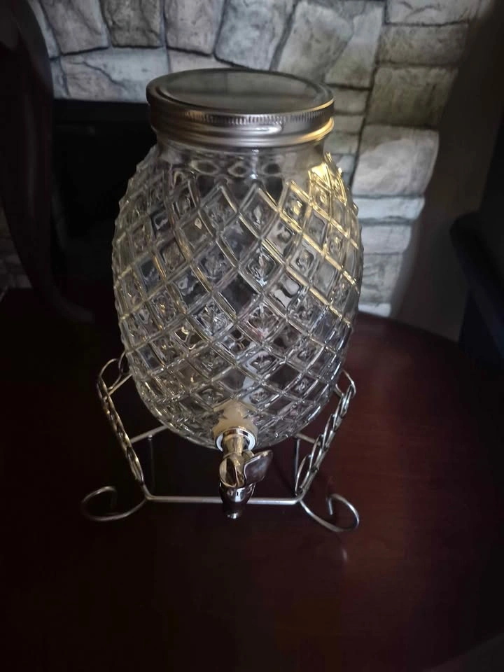 Glass Pineapple Beverage Dispenser with Metal Stand - photo 2