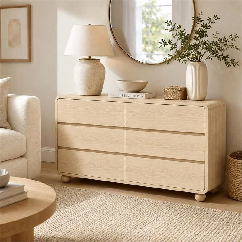 EBERN DESIGNS 53 INCH WIDE 6 DRAWER DRESSER