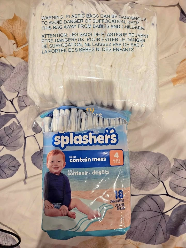 Size 4 royale diapers and pack of pampers splashers