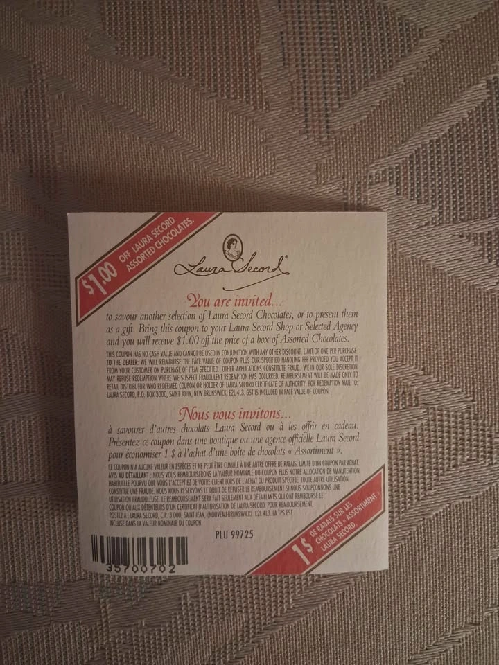 Vintage 1992 Laura Secord Miniatures Paper Menu Collectible - photo 3