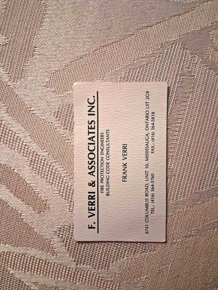 Vintage F. Verri & Associates Business Card Collectible 1993