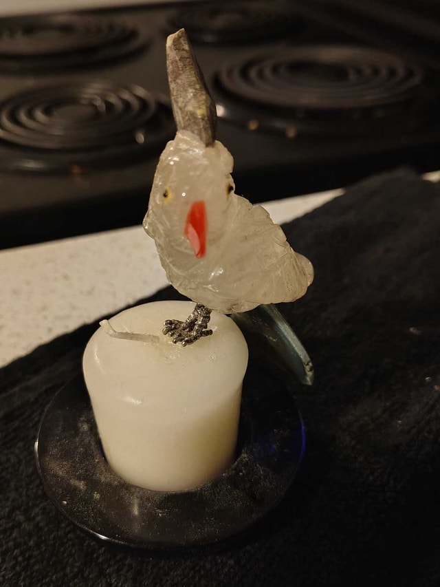 Hand-carved Gemstone Cockatoo Figurine