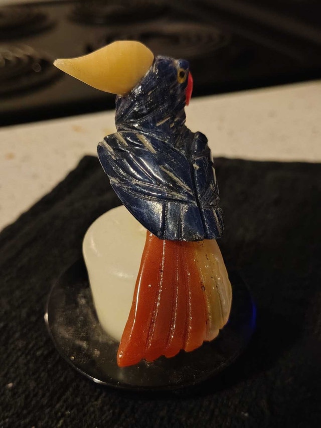 Hand-carved Blue Gemstone Parrot Figurine - photo 2