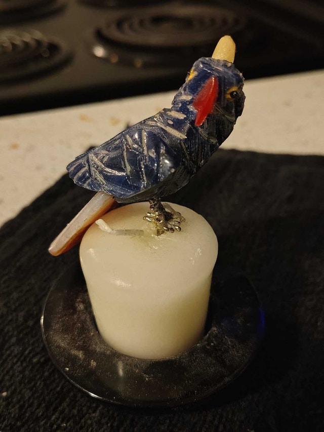 Hand-carved Blue Gemstone Parrot Figurine - photo 4