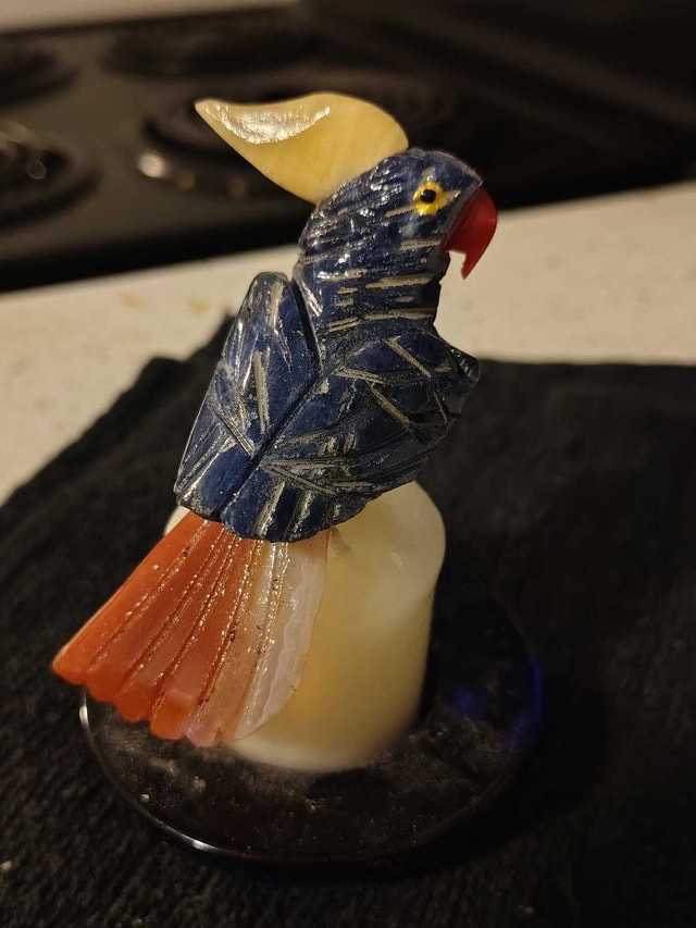Hand-carved Blue Gemstone Parrot Figurine - photo 5