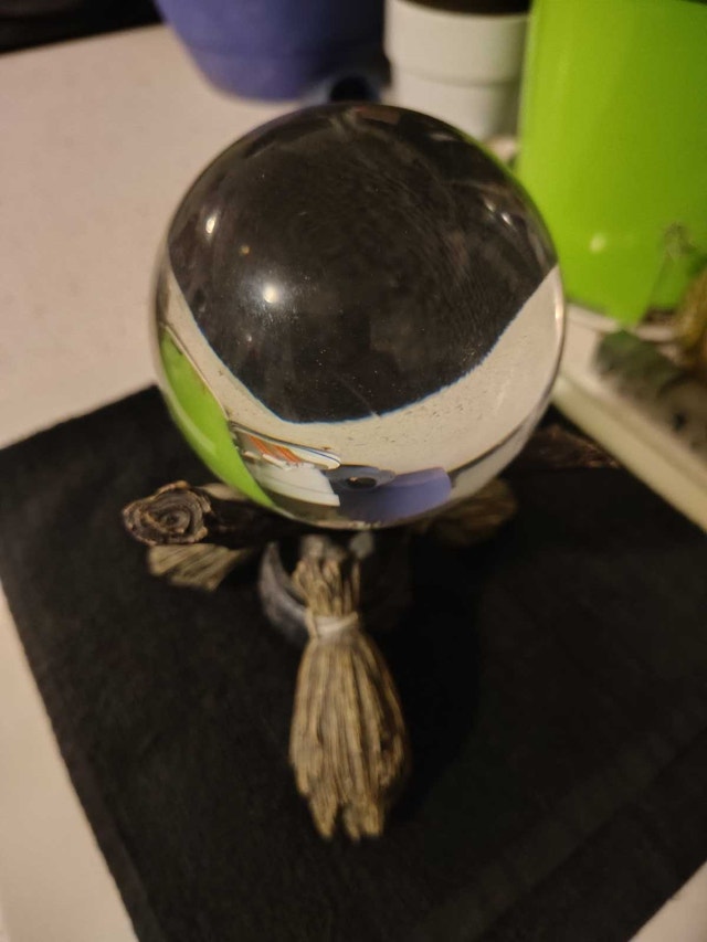 Broomstick & Potion Cauldron Crystal Gazing Ball