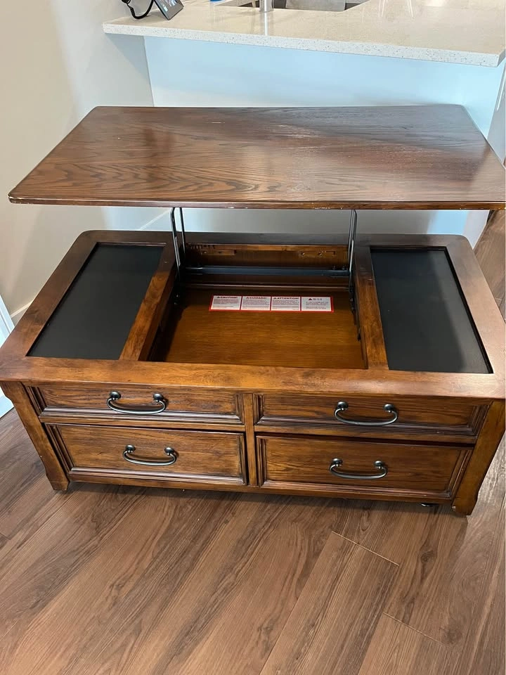 Wood Lift-Up Coffee Table w Storage - photo 2