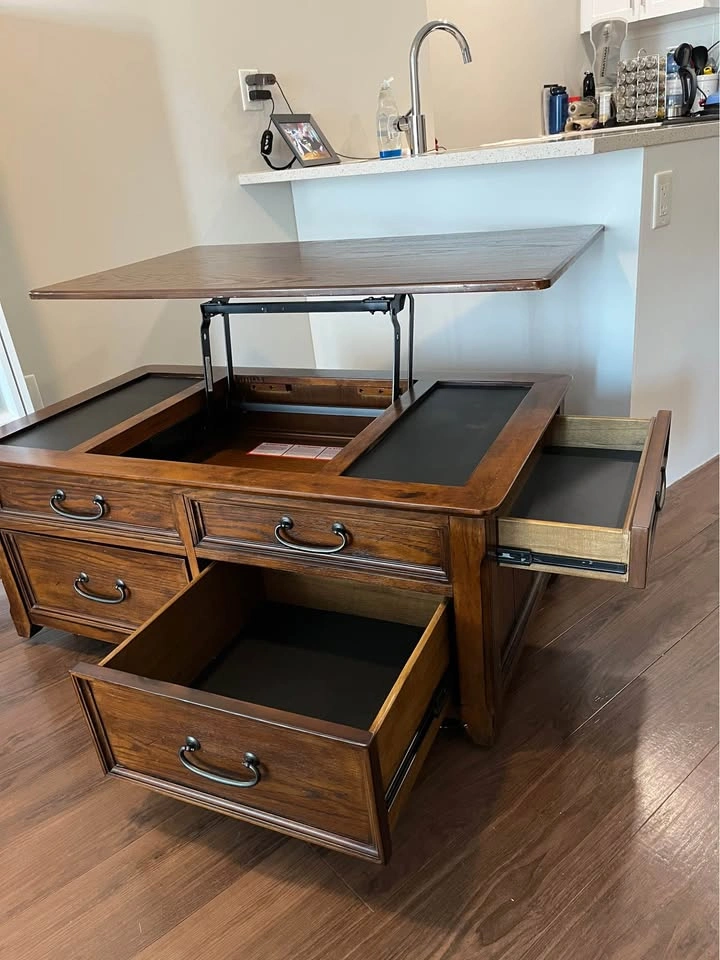 Wood Lift-Up Coffee Table w Storage - photo 3