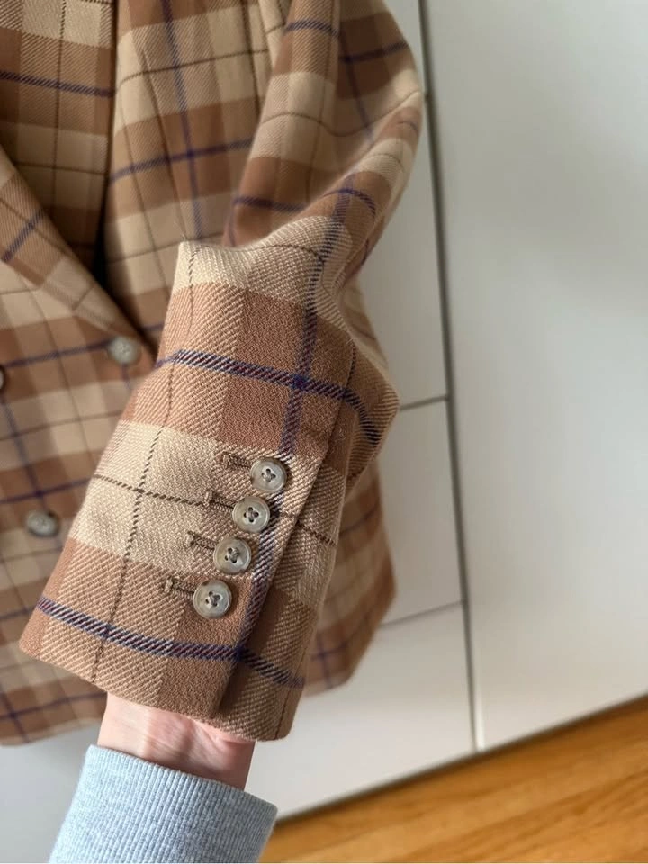 Wilfred Margaux Plaid Oxford Double-Breasted Blazer Size 6 - photo 4