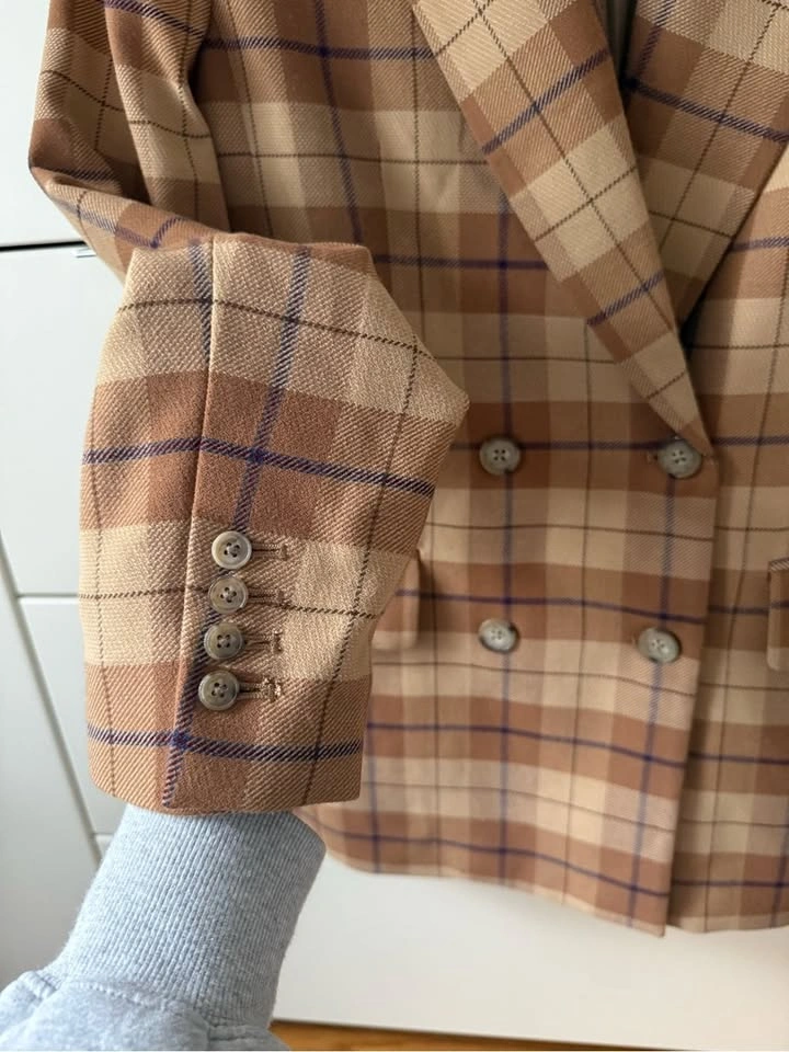Wilfred Margaux Plaid Oxford Double-Breasted Blazer Size 6 - photo 5