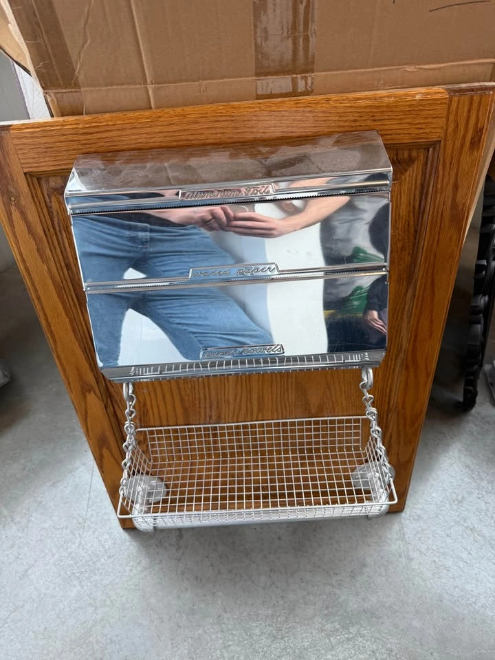 Vintage Chrome Kitchen Dispenser with Wire Basket and Pipe Holde - photo 3