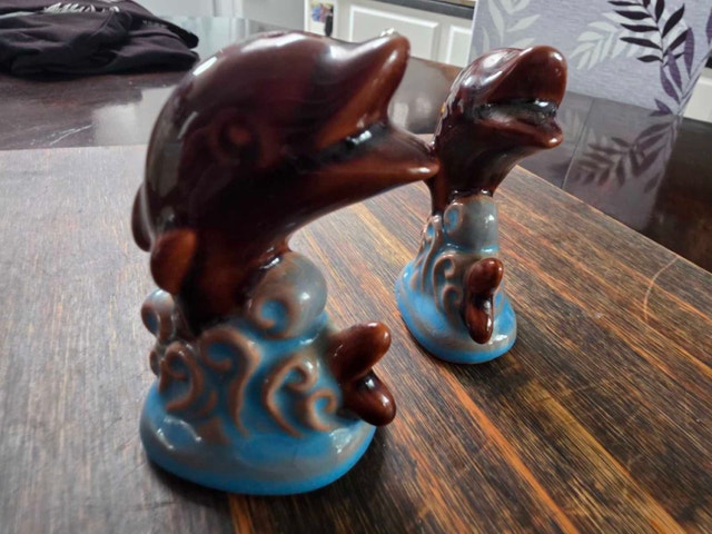 Retro Nautical Ceramic Dolphins on Blue Waves - photo 4