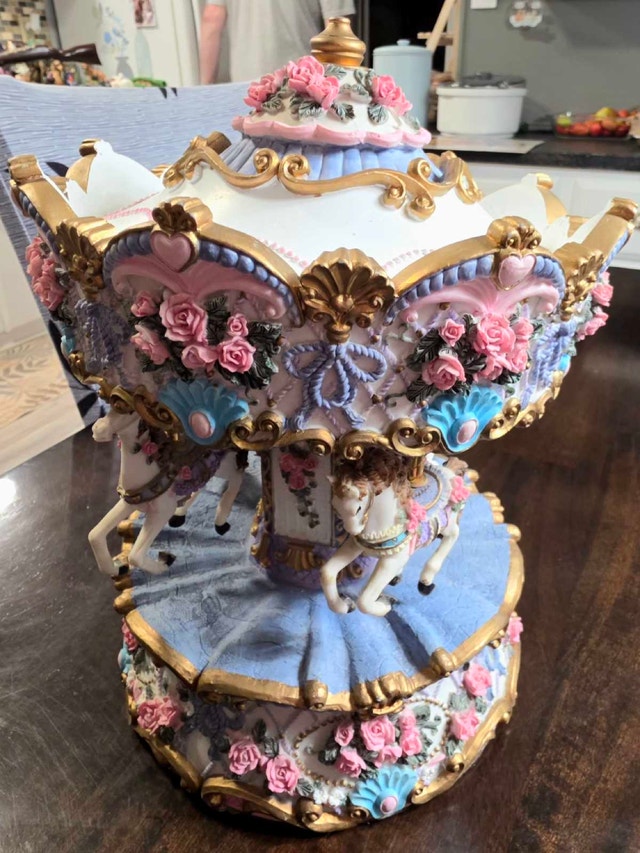 Charming Vintage Vibe! Ornate Floral Carousel Horse Figurine