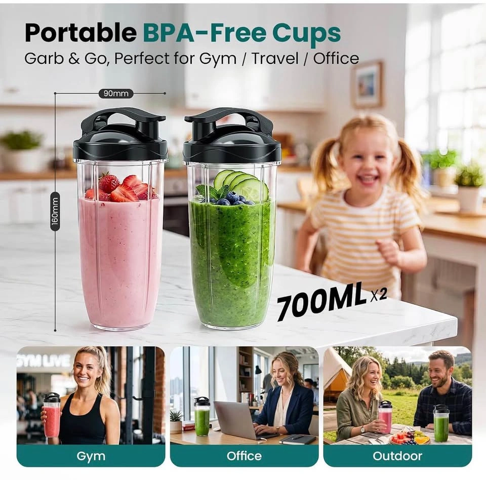 900W Portable Blenders Smoothies and Shakes Glossy Black - photo 4