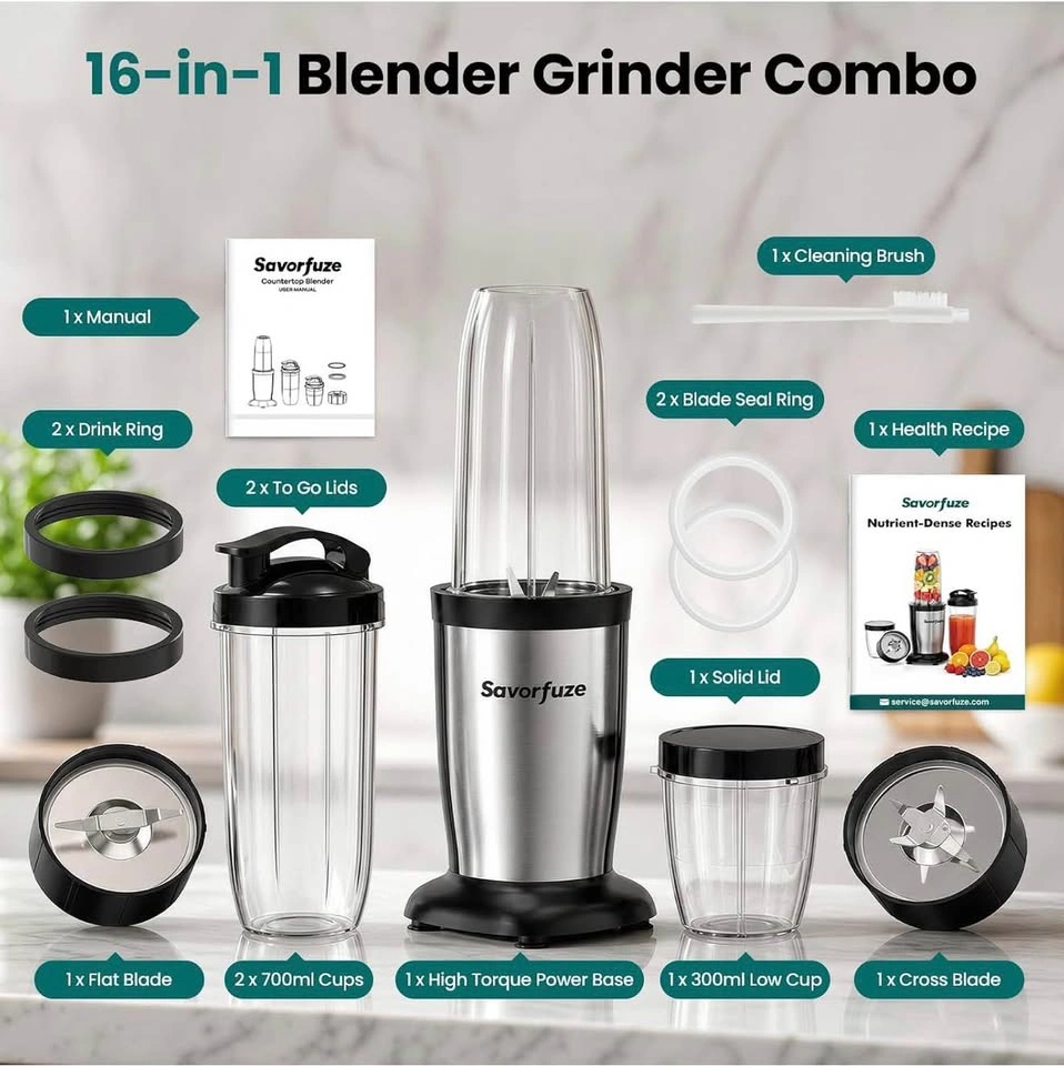 900W Portable Blenders Smoothies and Shakes Glossy Black - photo 5