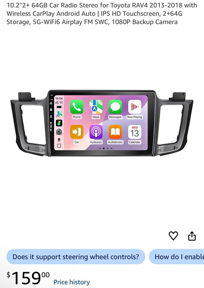 10.2” Car Radio Stereo CarPlay for Toyota RAV4 w/ Camera