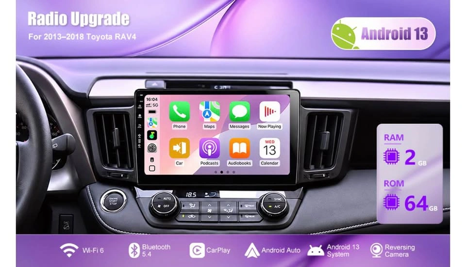 10.2” Car Radio Stereo CarPlay for Toyota RAV4 w/ Camera - photo 2