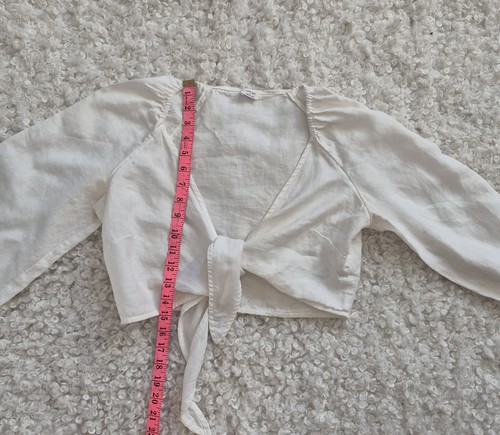 Aritzia Wilfred Tenley Cropped Top S Linen Tie Front Blouse - photo 4