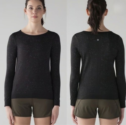 Lululemon Swiftly Tech Long Sleeve Top 6 Black Sparkle