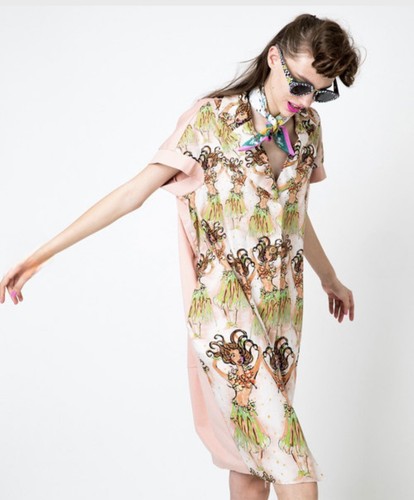 TSUMORI CHISATO Aloha Girl Art Print Dress Pink Japan - photo 4