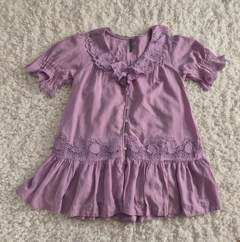 Anthropologie Purple Linen Blend Ruffle Tunic Dress MP - photo 5