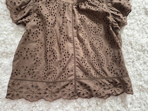 Jennifer Grace Eyelet Flutter Sleeve Blouse Brown Boho - photo 3
