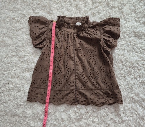 Jennifer Grace Eyelet Flutter Sleeve Blouse Brown Boho - photo 4