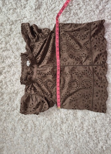 Jennifer Grace Eyelet Flutter Sleeve Blouse Brown Boho - photo 5