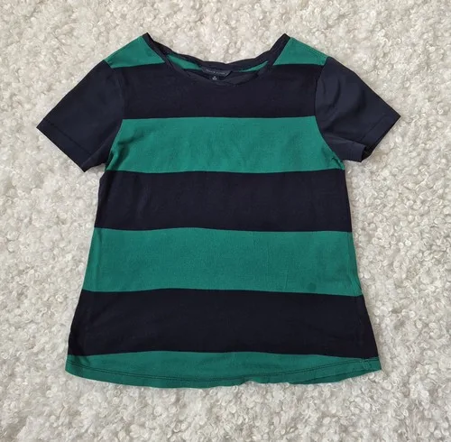 Tommy Hilfiger Mixed Media Striped Top M Green Navy Blue - photo 2