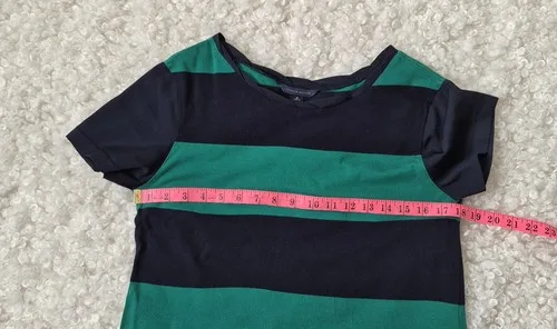 Tommy Hilfiger Mixed Media Striped Top M Green Navy Blue - photo 4