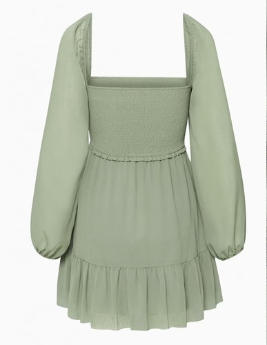 Wilfred Aritzia Tempest Mini Dress Green Chiffon Tiered M - photo 4
