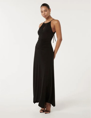 BNWT Ever New Whitney Gathered Black Halter Maxi Dress 4 - photo 3