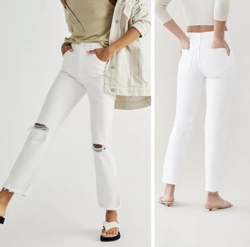 Rolla’s High-Rise Straight Leg Jeans 24 Layla White Distressed - photo 2