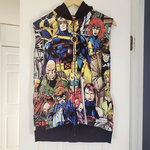 Disney Marvel X-Men Jim Lee Art Sleeveless Zip Hoodie Vest XS - photo 3